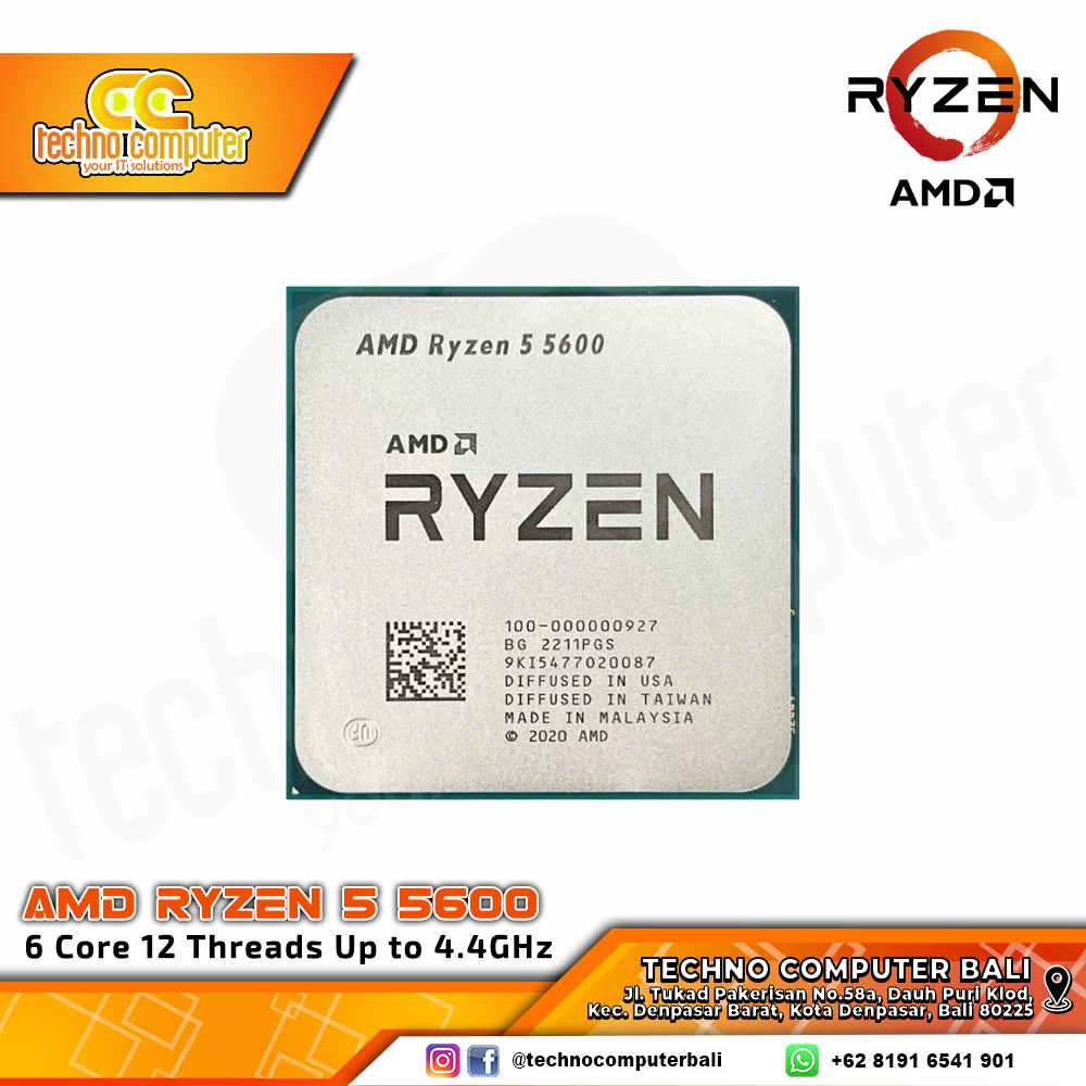 PROCESSOR AMD RYZEN 5 5600 - 6 Core 12 Threads Up to 4.4GHz - Socket AM4 (TRAY)
