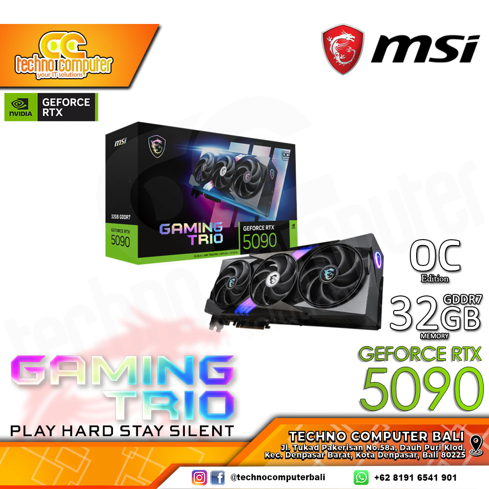 MSI NVIDIA GeForce RTX 5090 GAMING TRIO OC Edition 32GB GDDR7