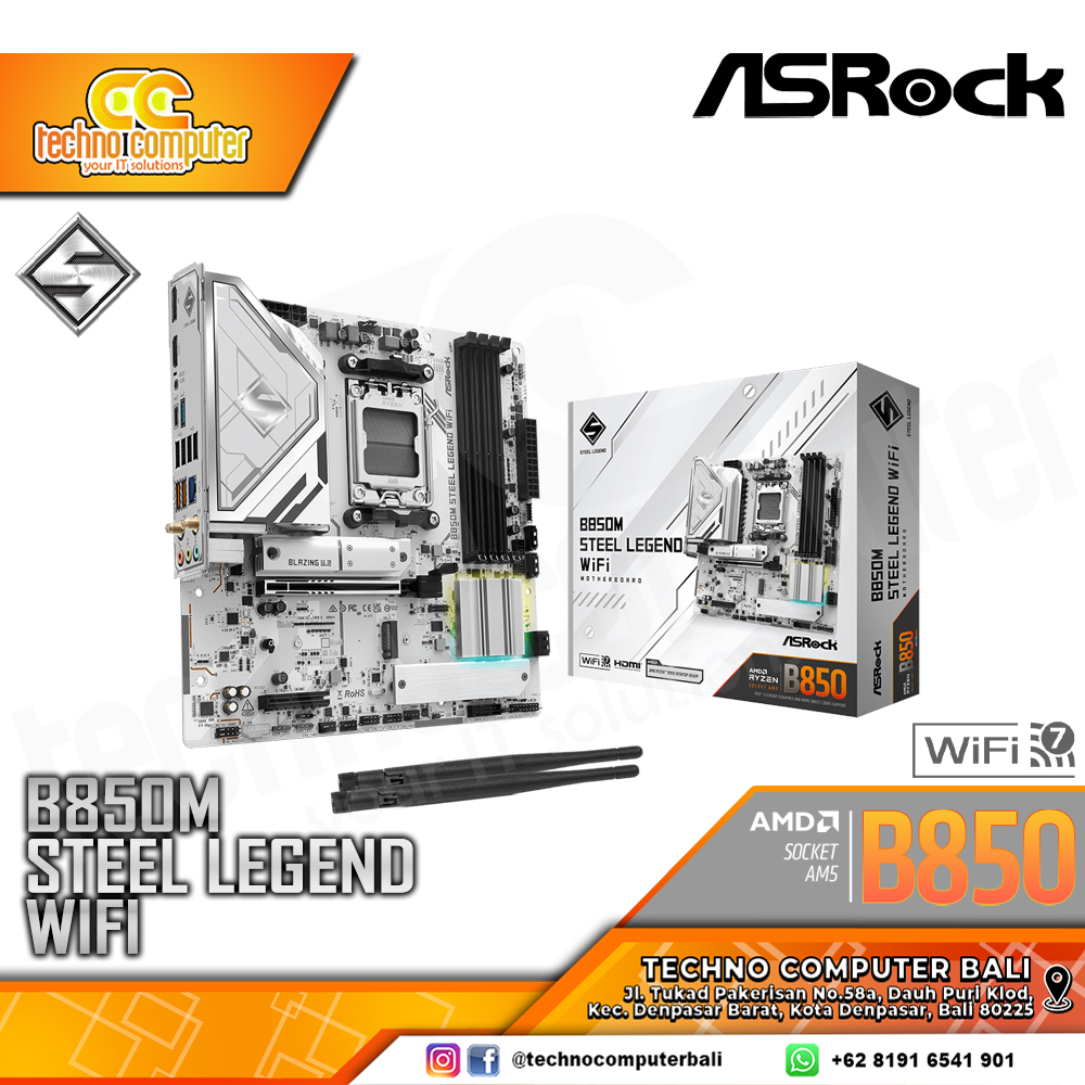 ASROCK B850M STEEL LEGEND WIFI - mATX, AM5, B850, DDR5