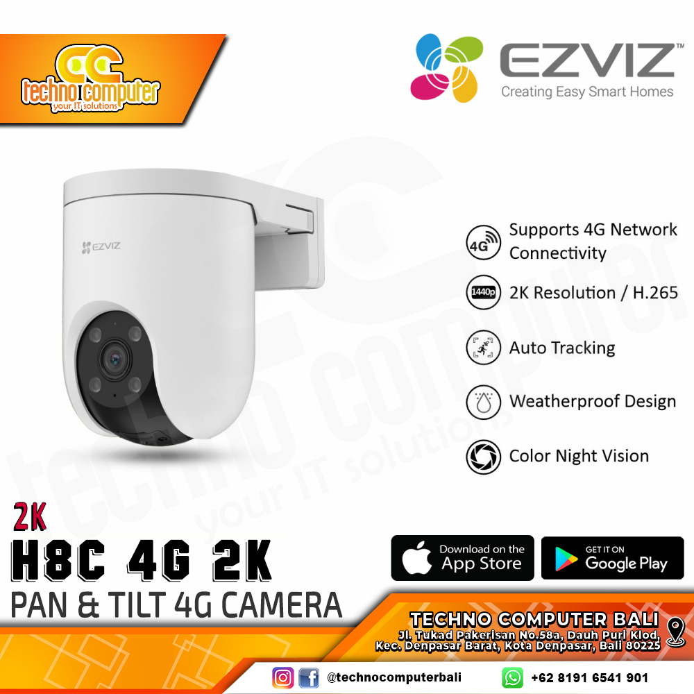 EZVIZ H8C 4G 3MP 2K OUTDOOR Smart Pan/Tilt 4G Camera CCTV