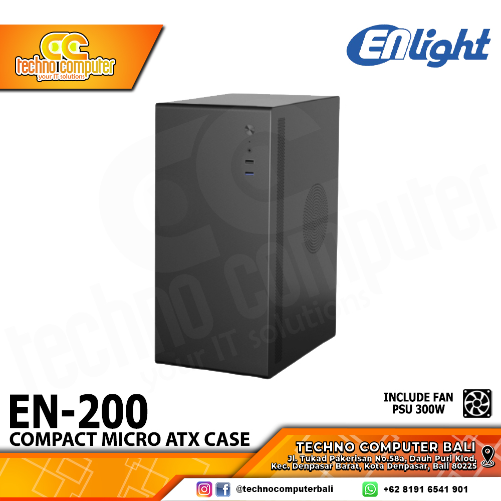 CASING ENLIGHT EN-200 - Mid Tower mATX Case (Free 1x Fan + PSU 300w)