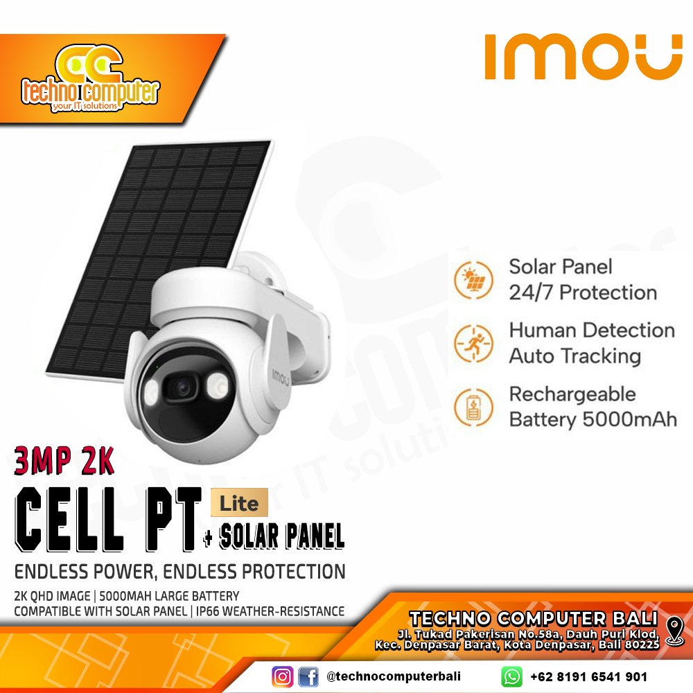IMOU CELL PT LITE With Solar Panel 3MP 2K OUTDOOR Smart WI-FI Pan/Tilt Battery Camera CCTV