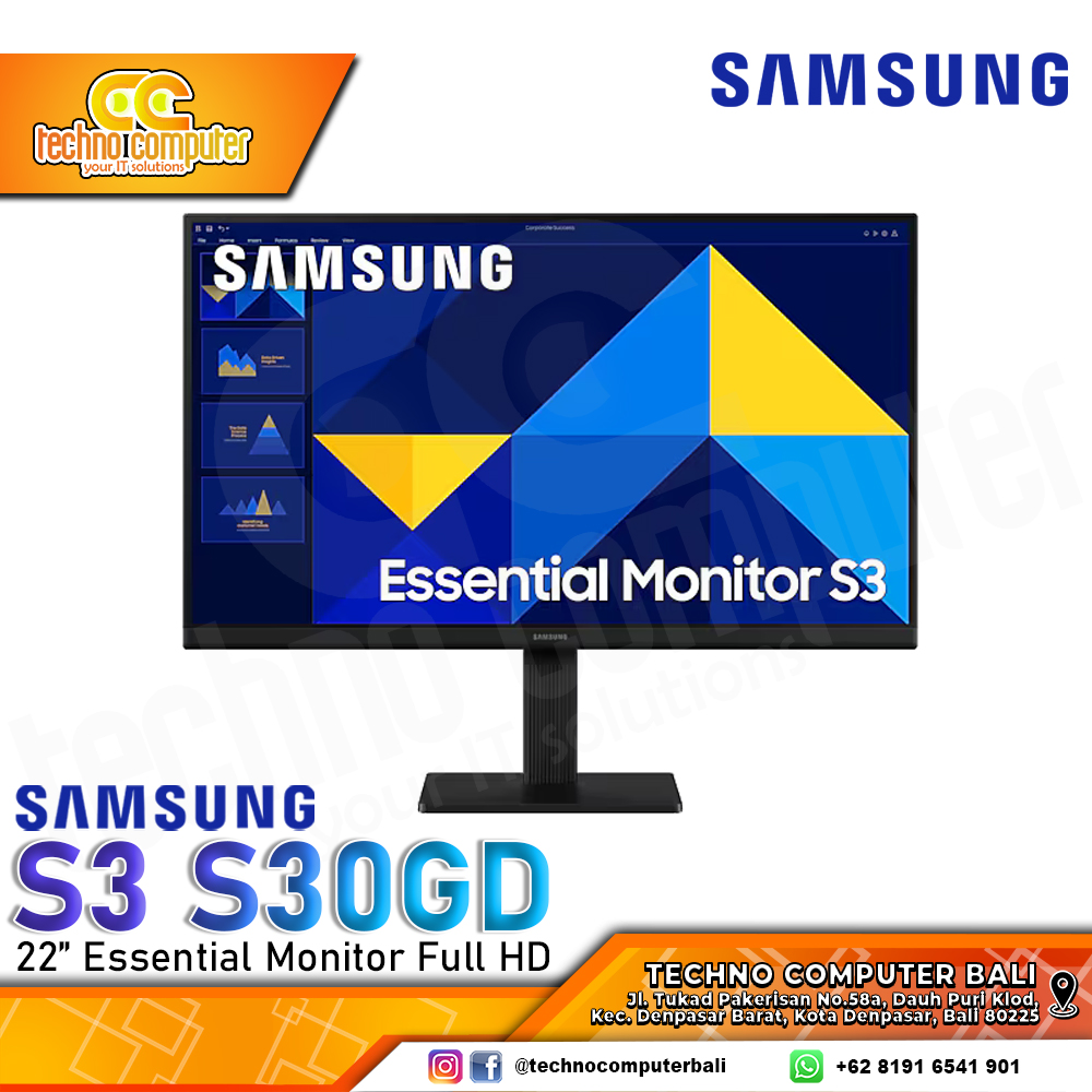 SAMSUNG LS22D300GAEXXD S3 S30GD LED Monitor - 22 inch, FHD (1920 x 1080), IPS, 100Hz, 5ms
