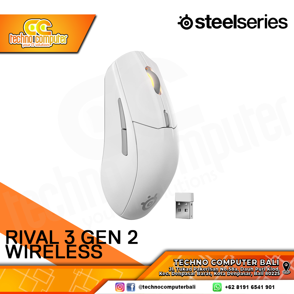 STEELSERIES RIVAL 3 Gen2 Wireless White - Gaming Mouse Wireless