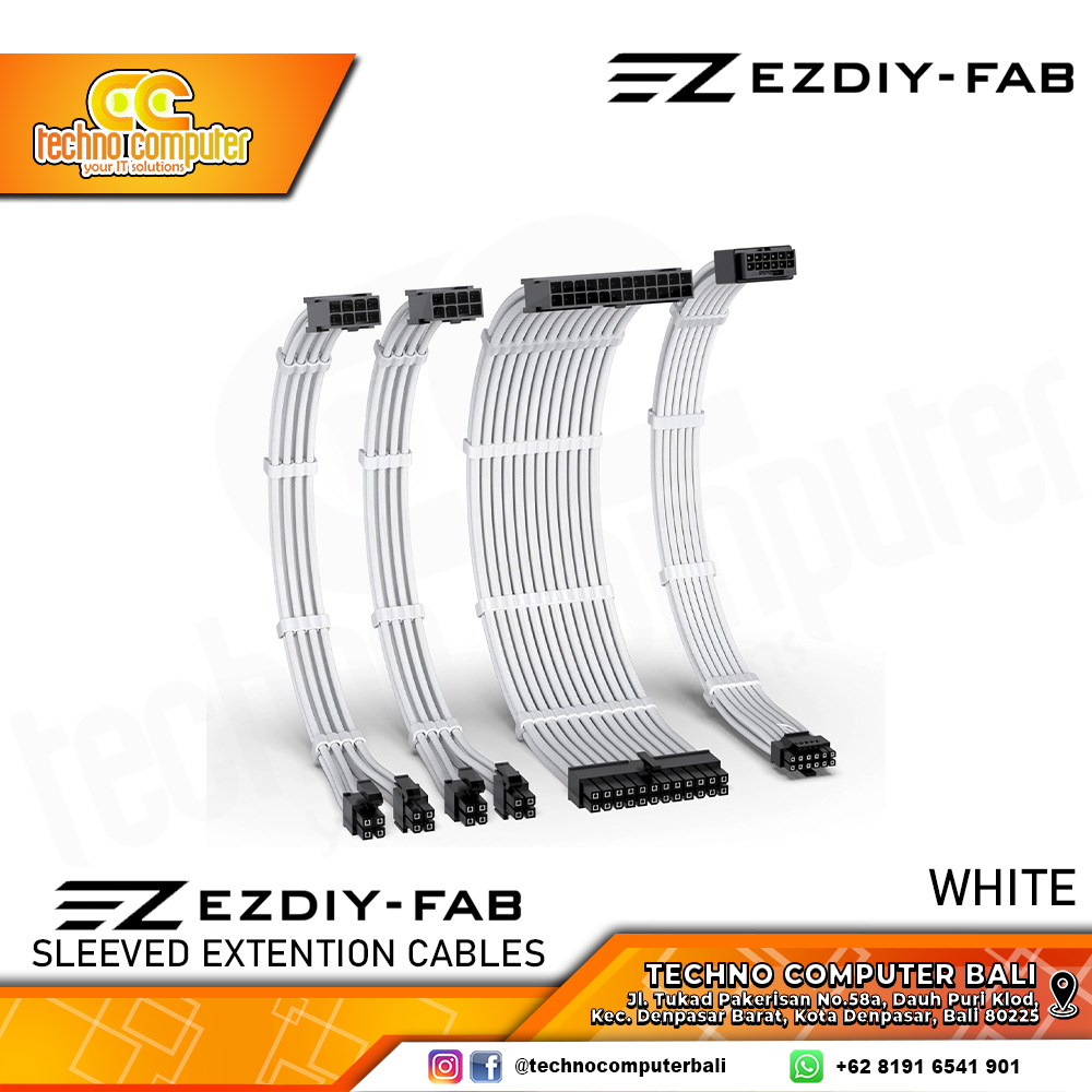 KABEL SLEEVE EZDIY-FAB 12VHPWR Sleeved Extension Cables Set - White