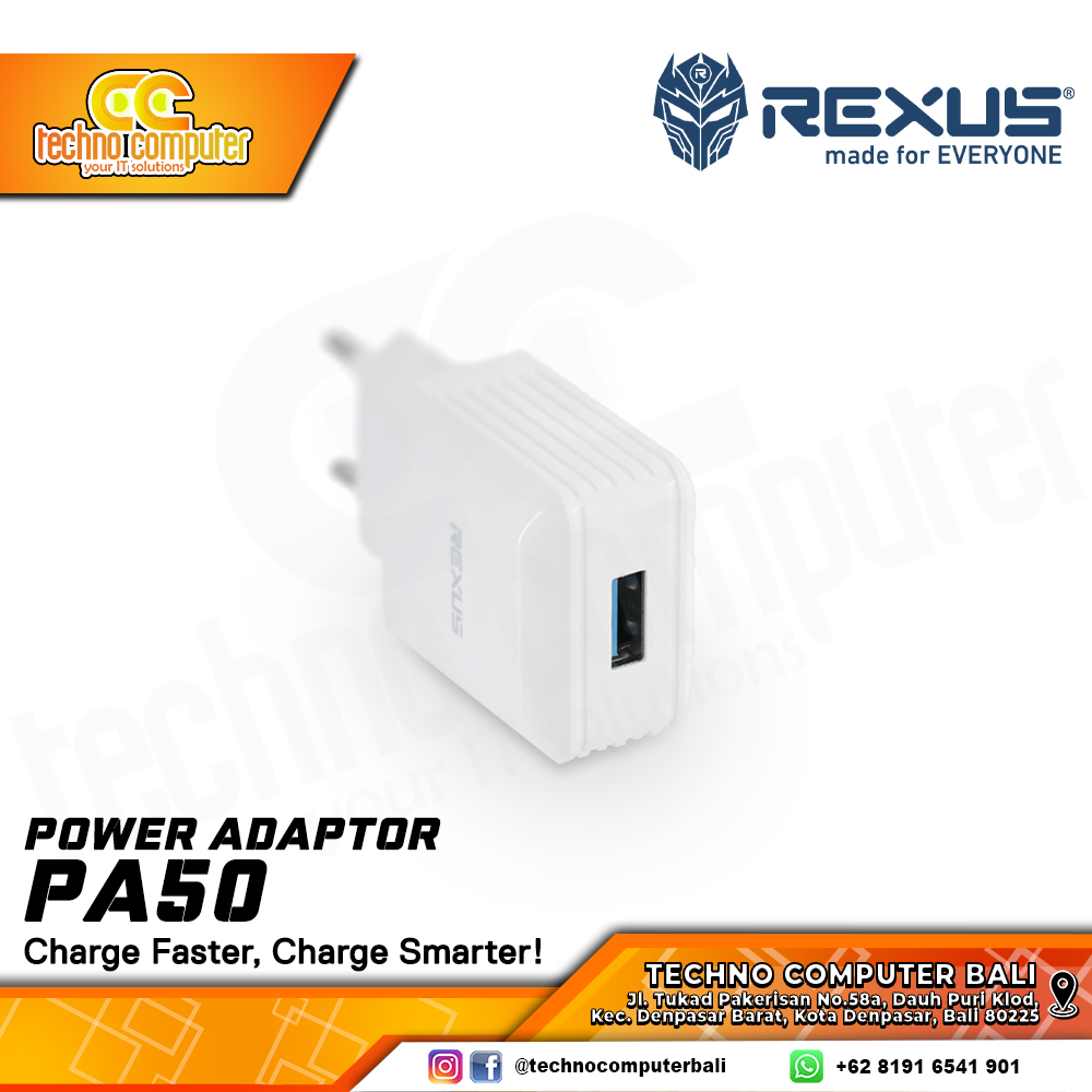 REXUS PA50 Adapter Charger 10W Wall Charger USB Port
