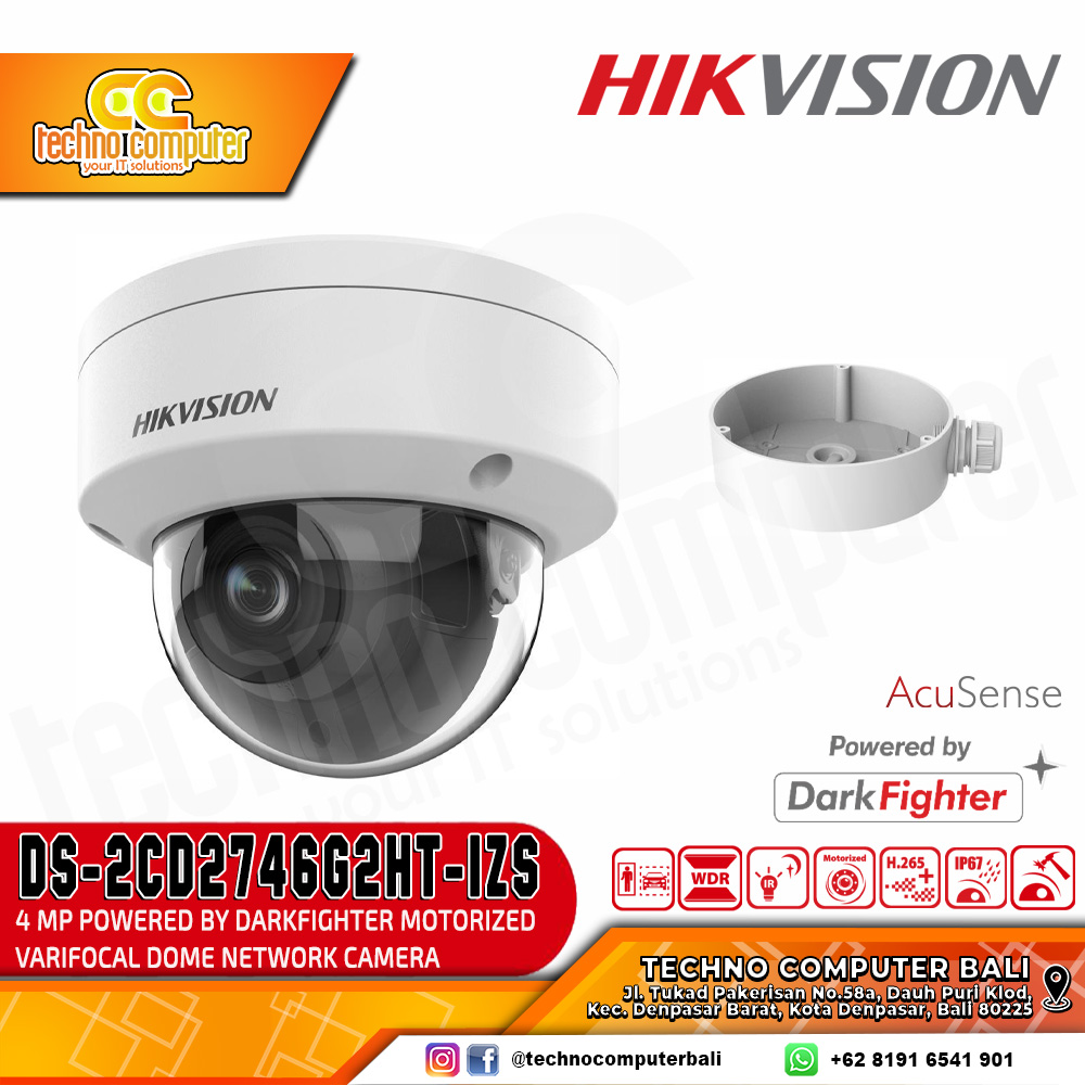 HIKVISION DS-2CD2746G2HT-IZS 4MP (2.8-12mm) INDOOR DeepinView Moto Varifocal Dome Network Camera CCT