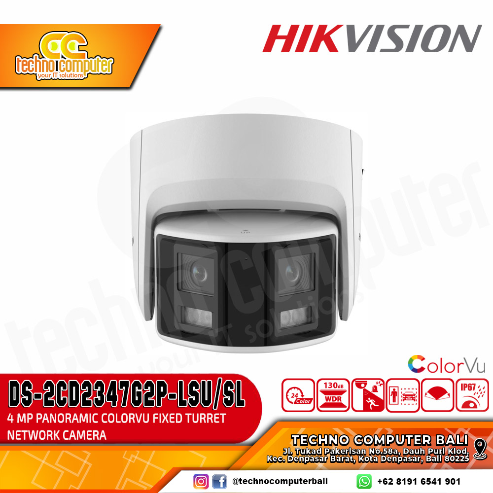 HIKVISION DS-2CD2347G2P-LSU/SL 4MP (2.8mm) INDOOR Panoramic ColorVu Fixed Turret Network Camera CCTV