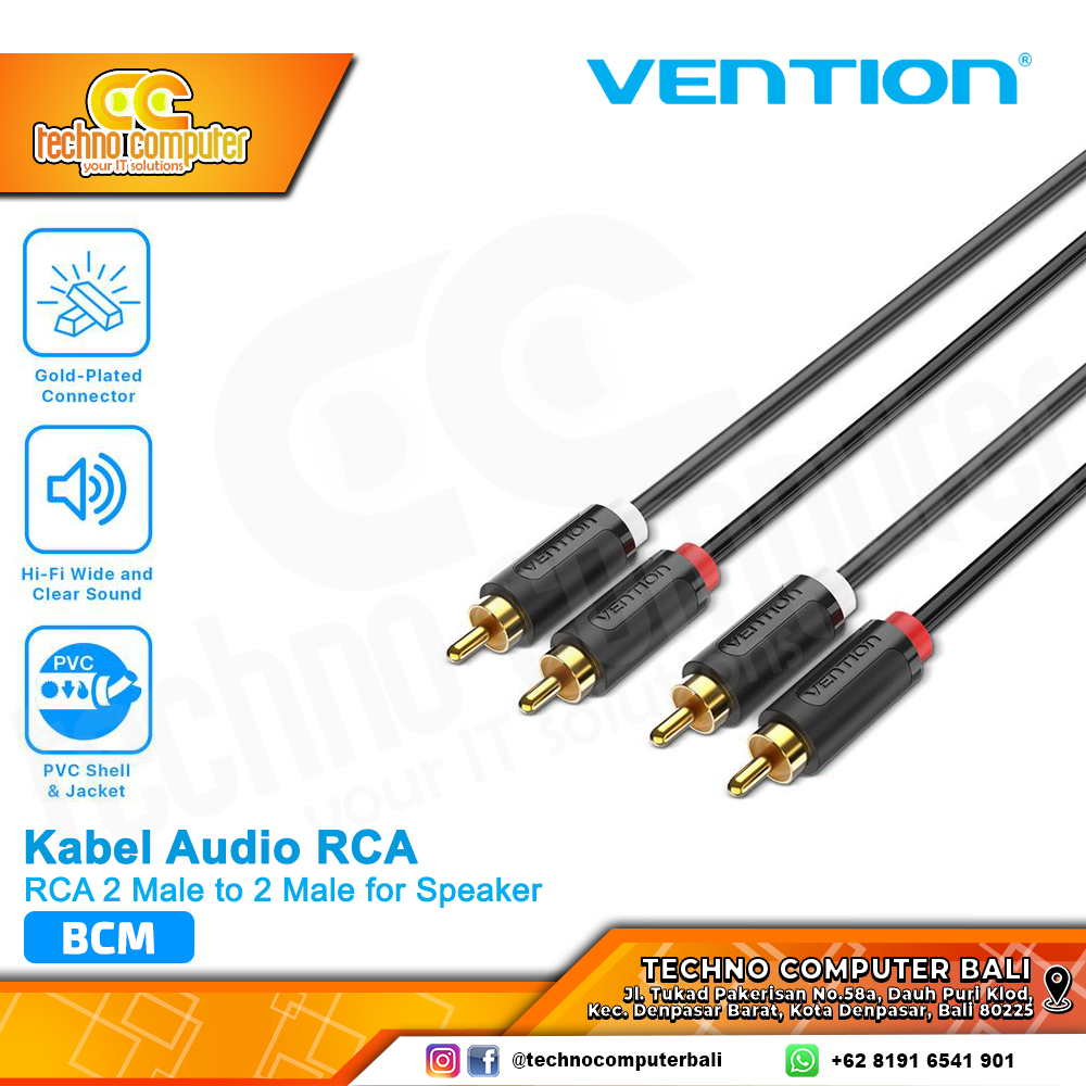 VENTION KABEL AUDIO RCA 2 Male to 2 Male for Speaker PVC - BCM 2M