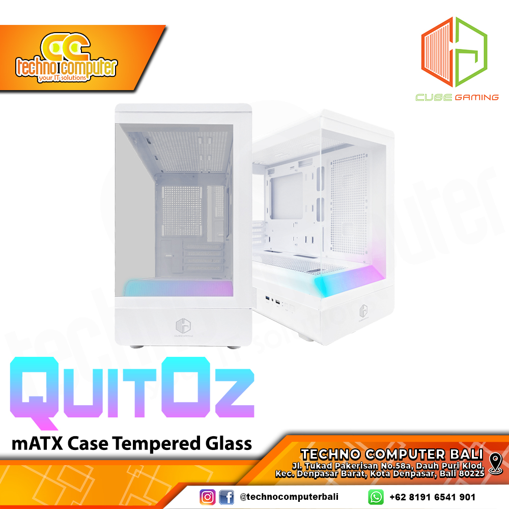 CASING CUBE GAMING QUITOZ White - Mid Tower mATX Case Tempered Glass