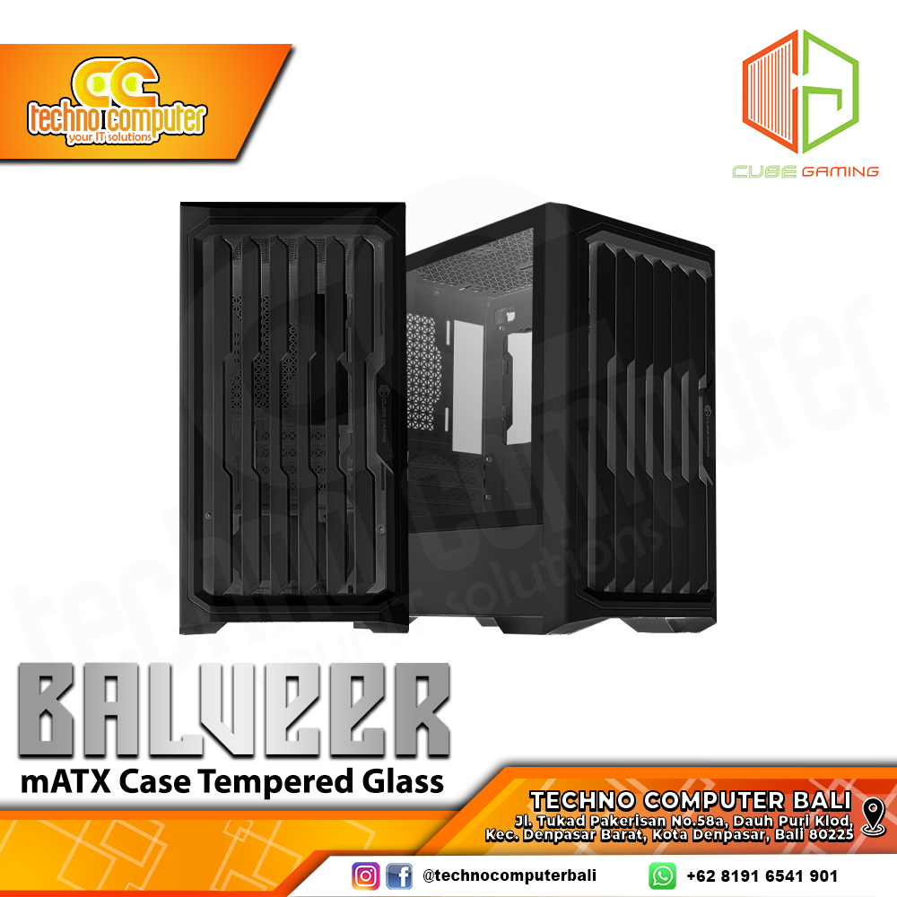 CASING CUBE GAMING BALVEER Black - Mid Tower mATX Case Tempered Glass