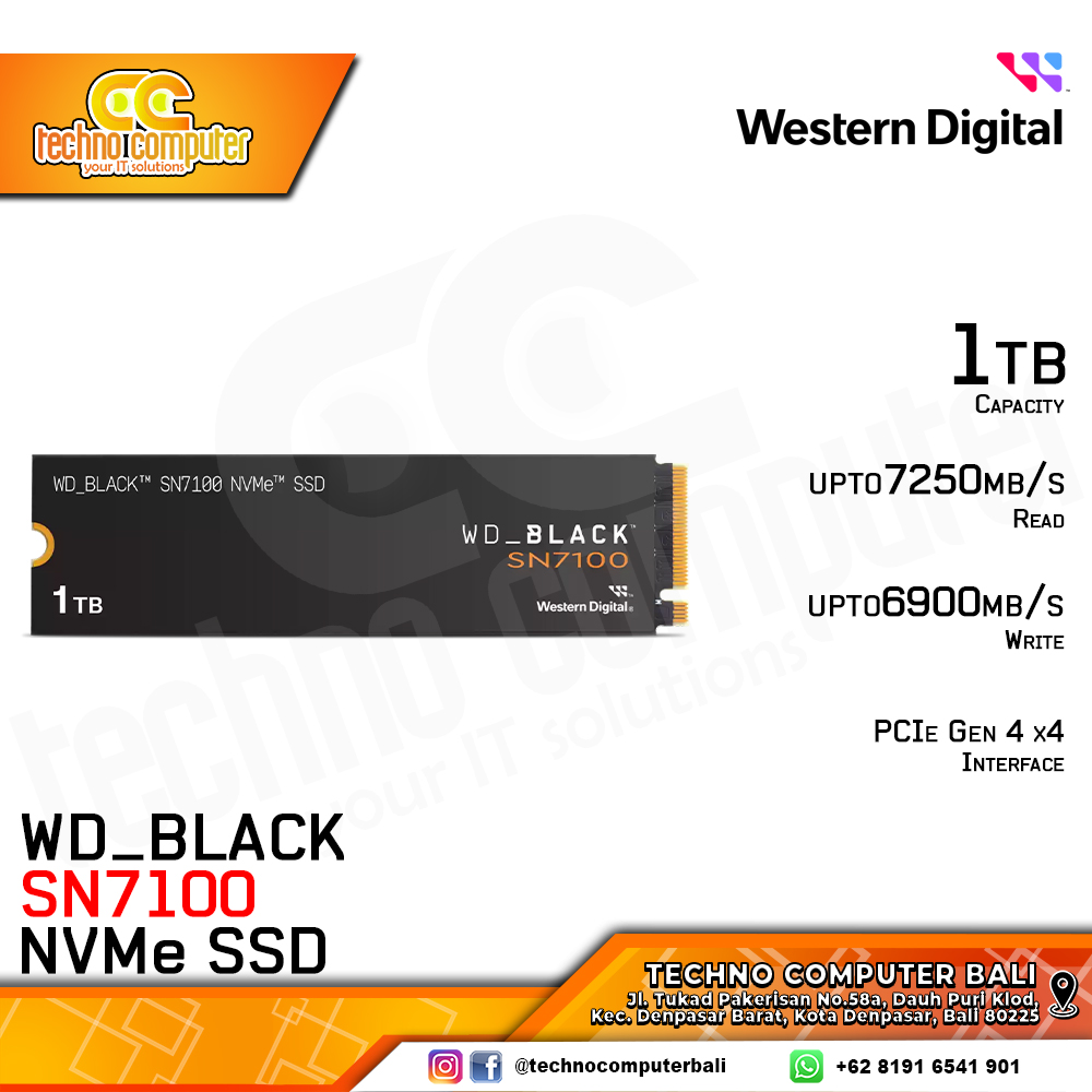 SSD WD BLACK SN7100 M.2 NVMe 2280 PCIe Gen4 x4 - 1TB
