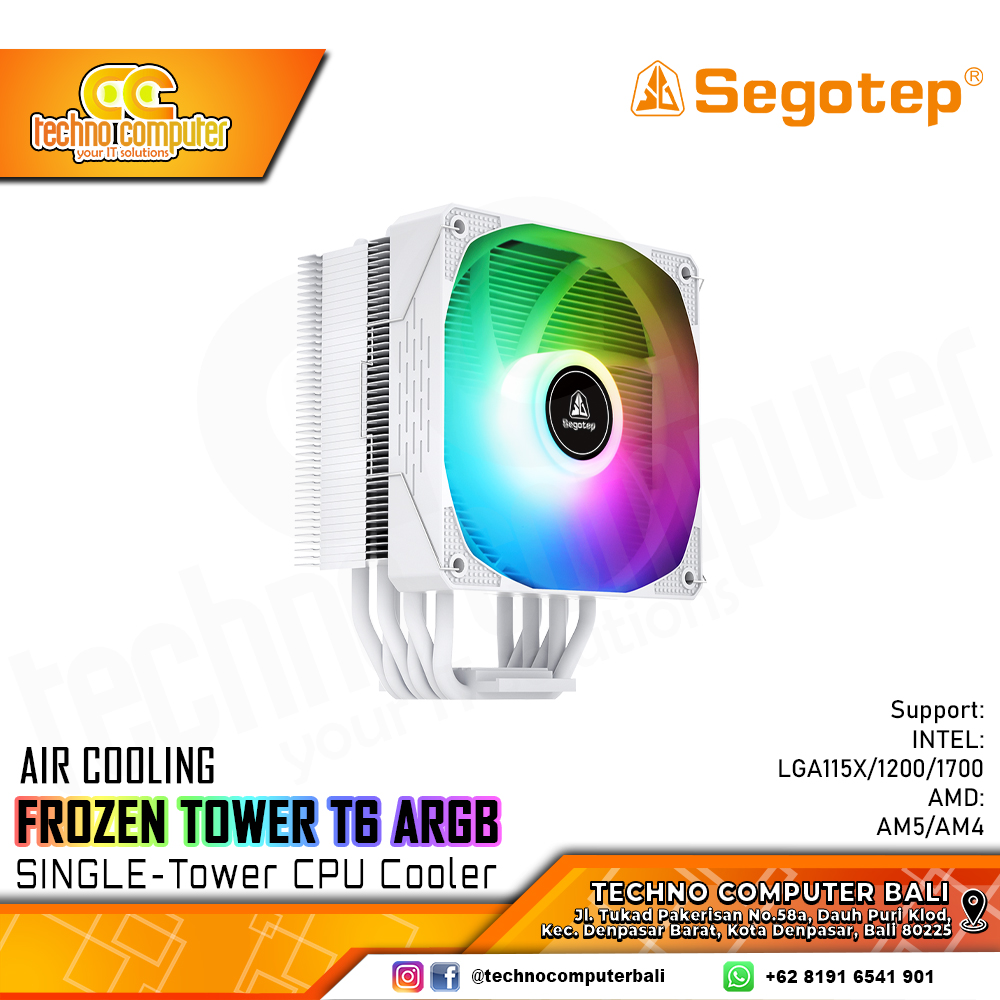 SEGOTEP FROZEN TOWER T6 ARGB White - CPU Cooler - 120mm Air Cooler