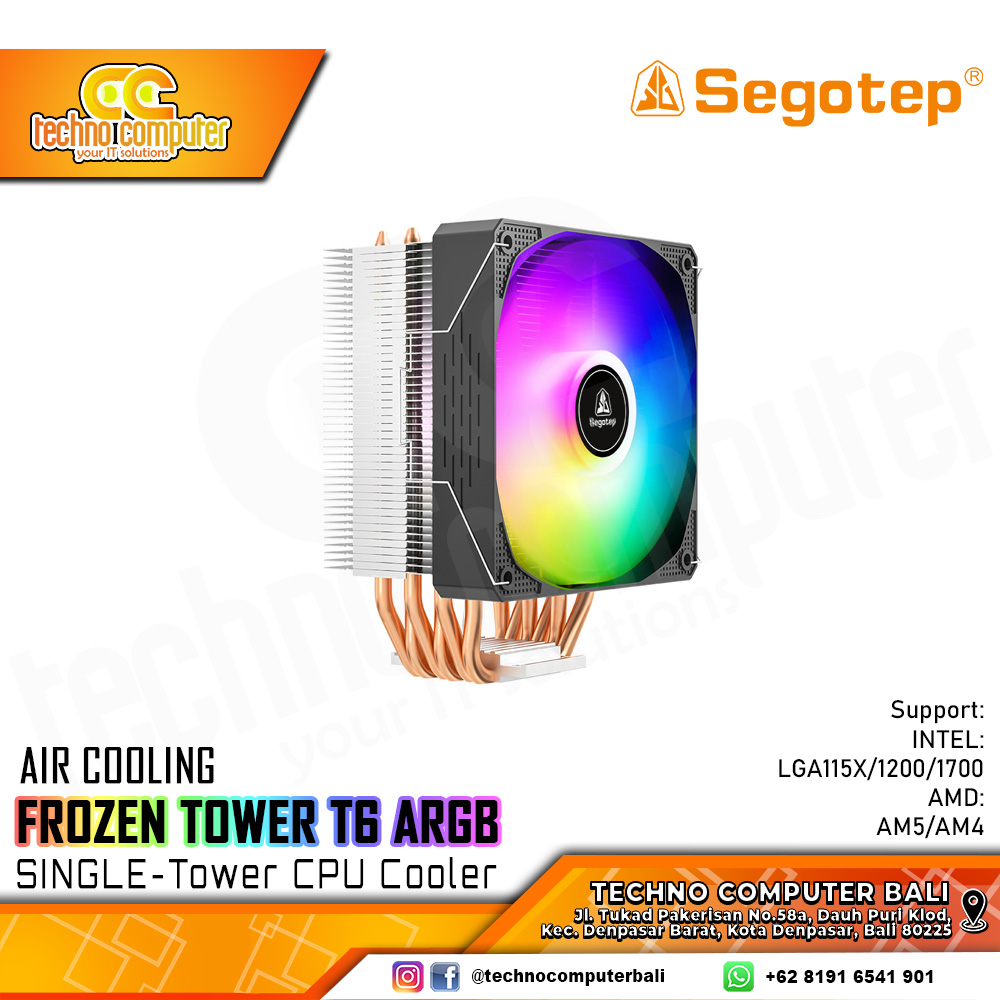 SEGOTEP FROZEN TOWER T6 ARGB Black - CPU Cooler - 120mm Air Cooler