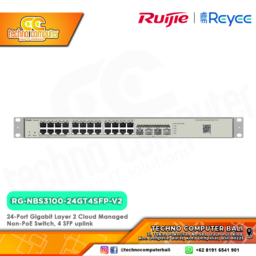 SWITCH HUB RUIJIE/REYEE RG-NBS3100-24GT4SFP-V2 24-Port Gigabit Layer 2 Cloud Managed Switch