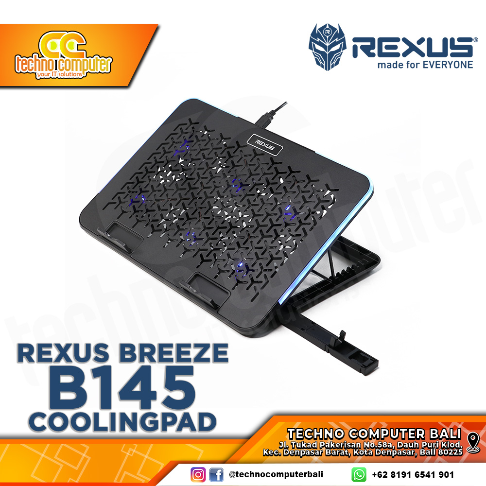 COOLINGPAD REXUS BREEZE B145 With RGB Notebook CoolingPad Up to 15inch - Black