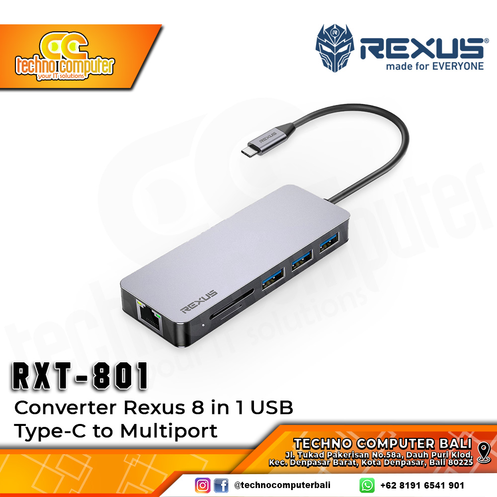 Converter Rexus 8 in 1 RXT-801 USB Type-C to Multiport