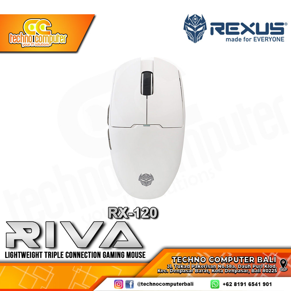 REXUS RIVA / RX-120 Triple Connection PAW3311 White - Gaming Mouse Wireless