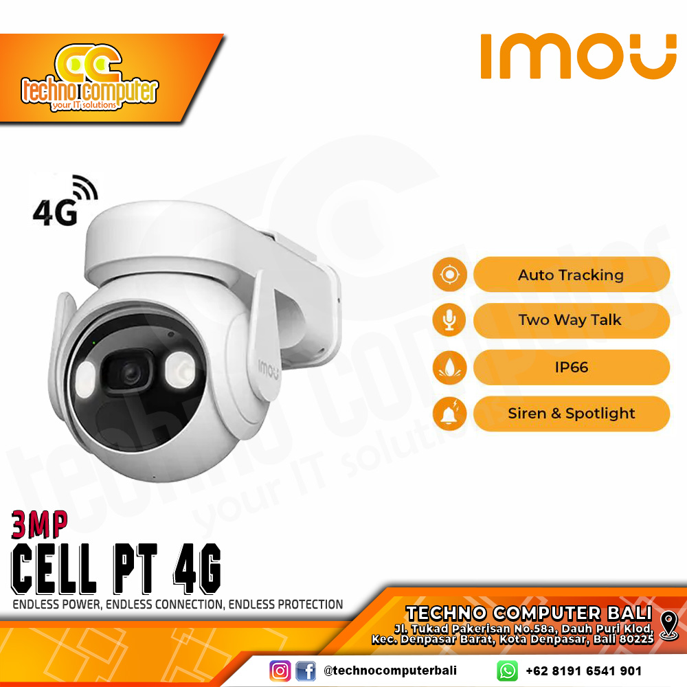 IMOU CELL PT 4G 3MP 2K OUTDOOR Smart Pan/Tilt 4G Battery Camera CCTV