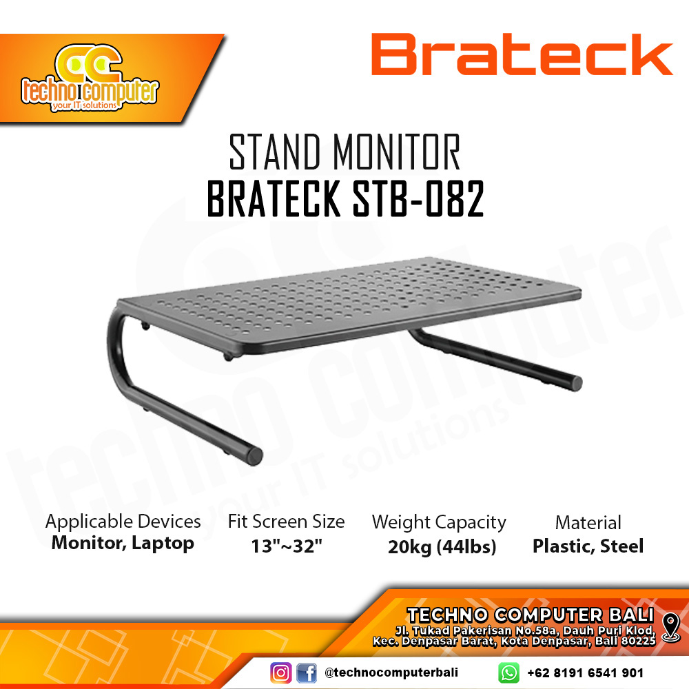 STAND MONITOR BRATECK STB-082 For Monitor & Laptop 13-32 inch - Matte Black