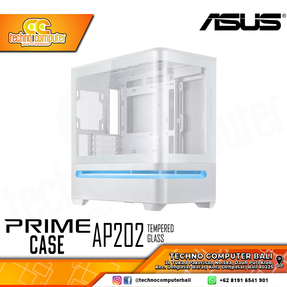 CASING ASUS PRIME AP202 TG White - Small Tower mATX Tempered Glass Case