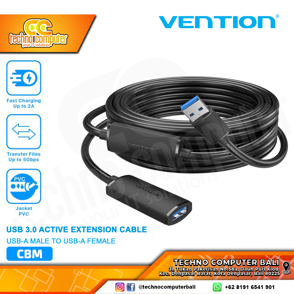 VENTION Kabel USB Extension Active USB 3.0 Male to Female with Type C Power Supply - CBM 5M