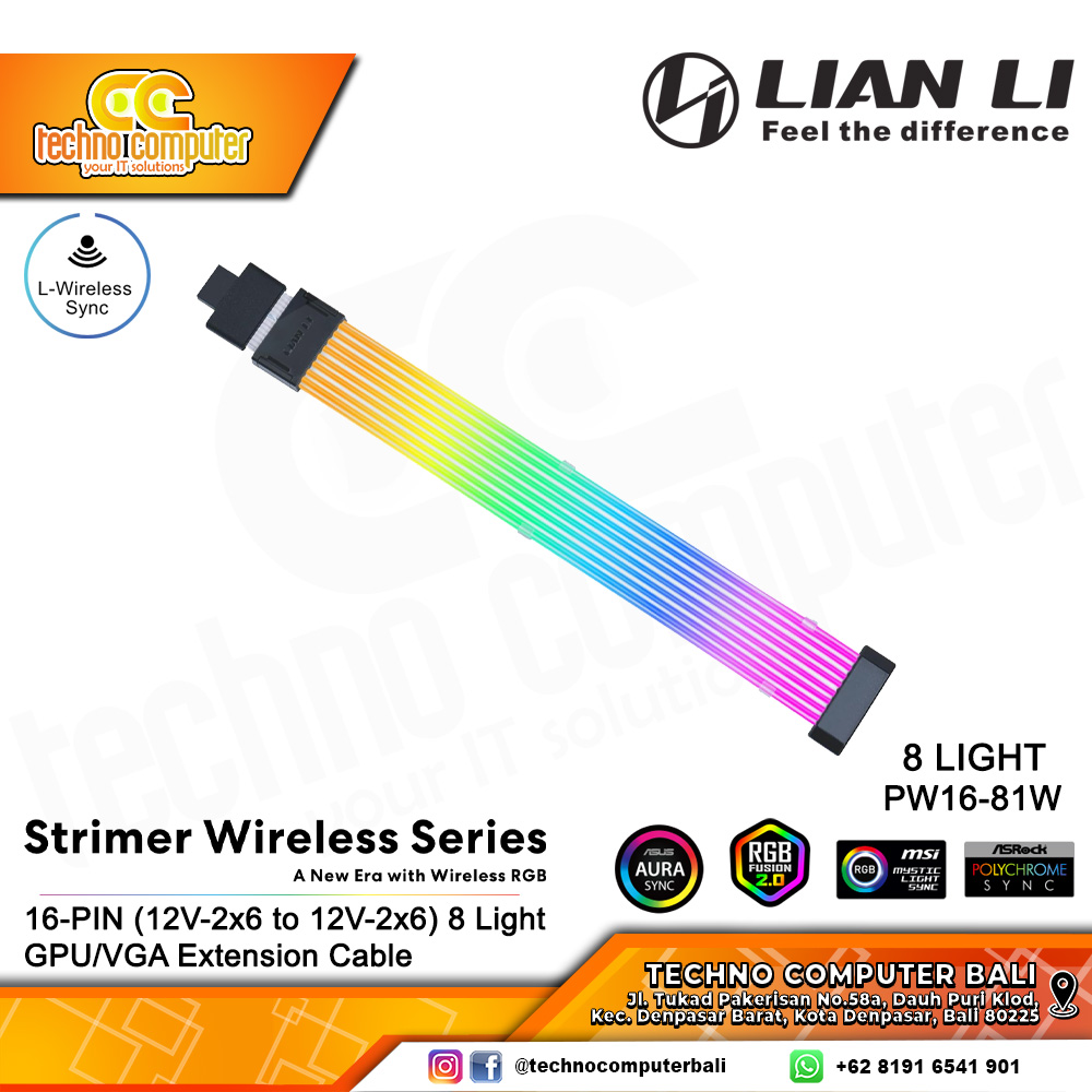 LIAN LI STRIMER Wireless 12VHPWR (12V-2x6 to 12V-2x6) 8 Light - GPU/VGA Extension Cable