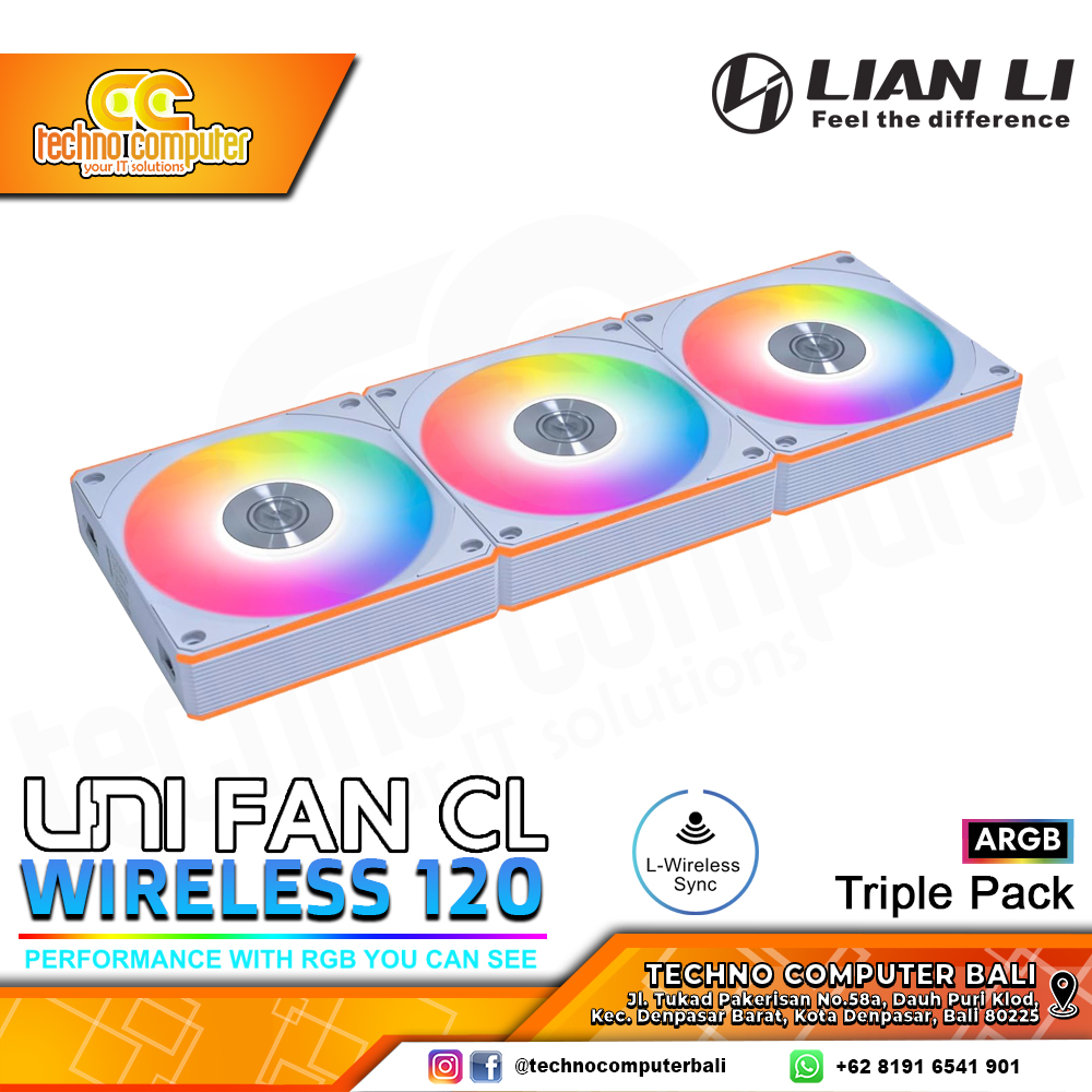 FAN CASING LIAN LI UNI FAN CL Wireless 120 White - 120mm Triple Pack ARGB Fan With Controller