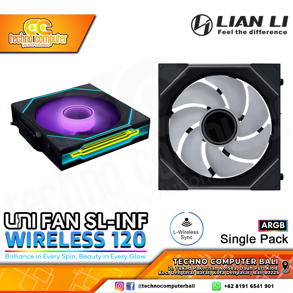 FAN CASING LIAN LI UNI FAN SL-Infinity Wireless 120 Black - 120mm Single Pack ARGB Fan