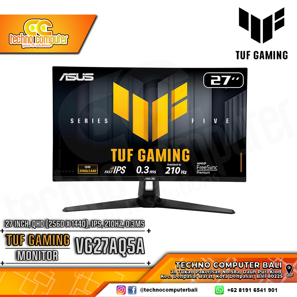ASUS TUF GAMING VG27AQ5A Gaming Monitor - 27 inch, QHD (2560 x 1440), IPS, 210Hz(OC), 1ms