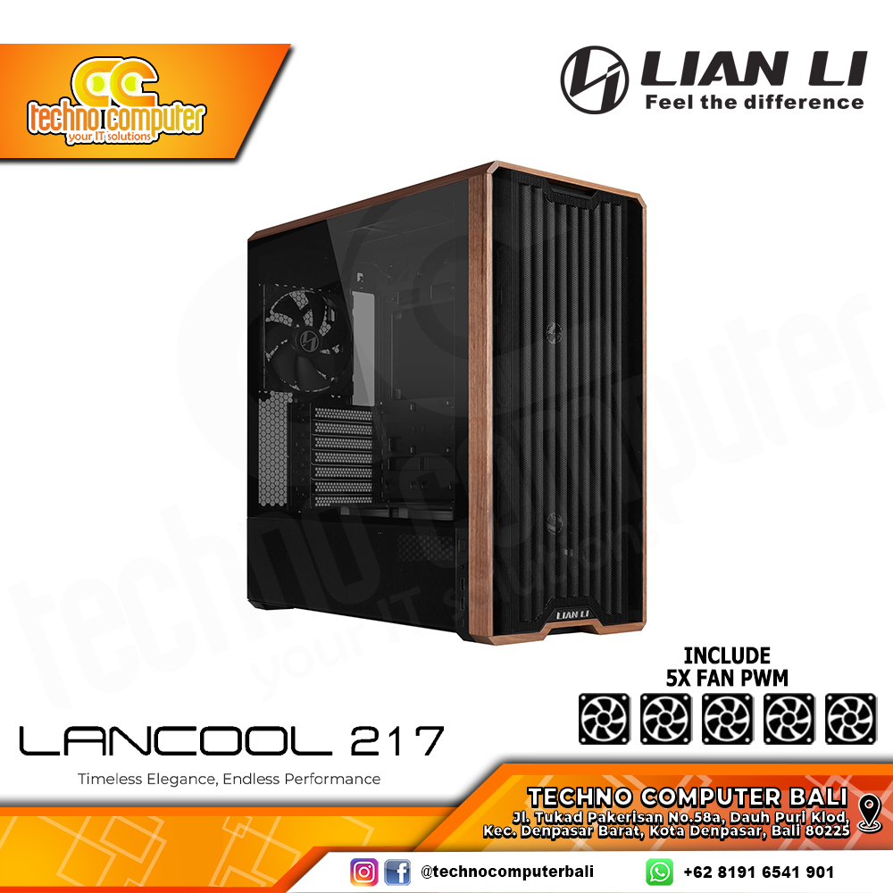 CASING LIAN LI LANCOOL 217 Black - Mid Tower ATX Case Tempered Glass (Free 5x Fan)