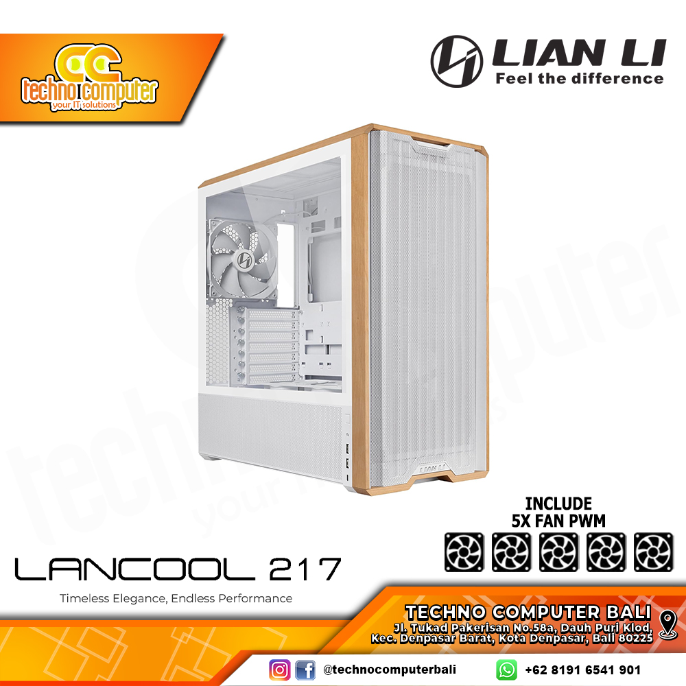 CASING LIAN LI LANCOOL 217 White - Mid Tower ATX Case Tempered Glass (Free 5x Fan)