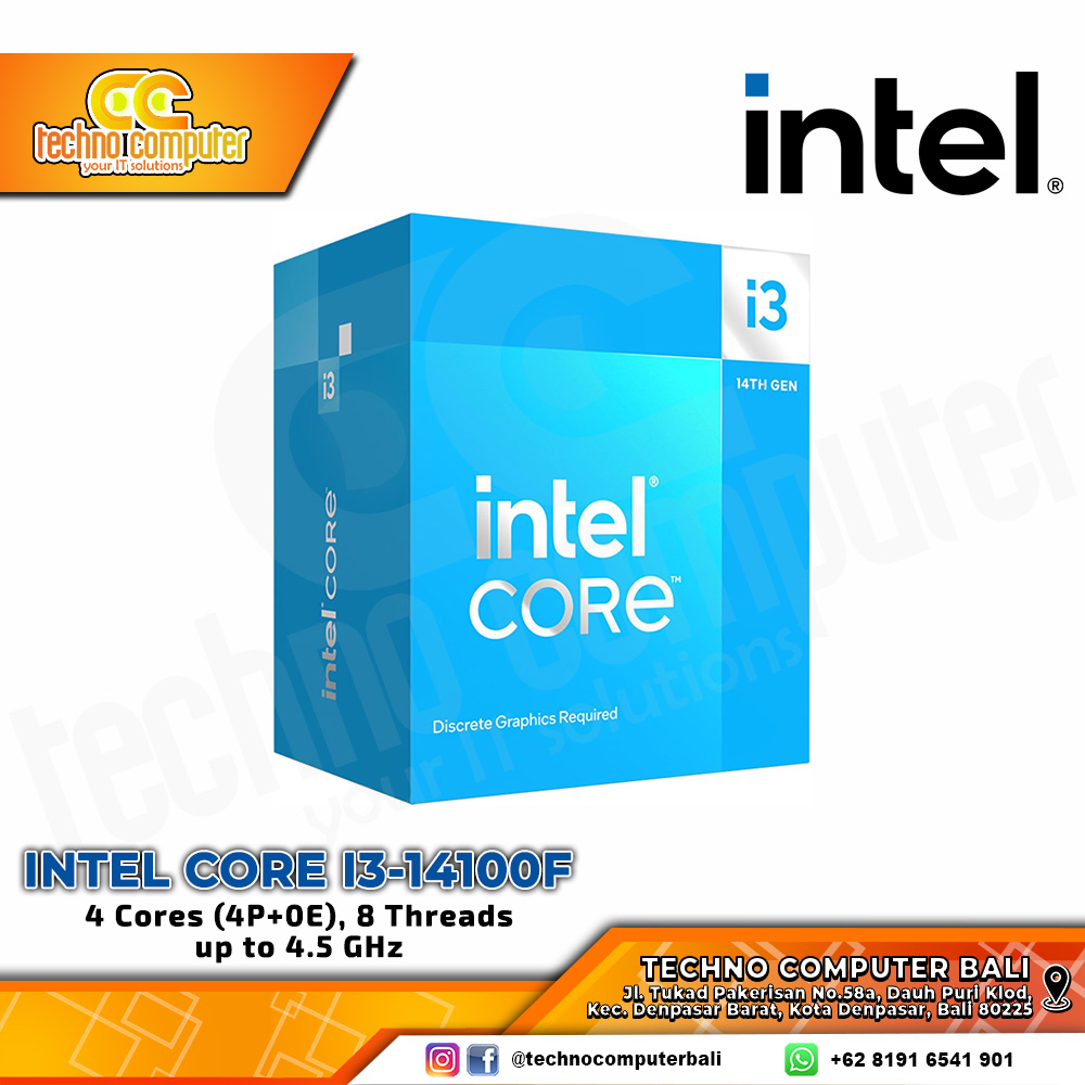 PROCESSOR INTEL CORE I3-14100F - 4 Cores 8 Threads Up to 4.5GHz - Socket LGA1700