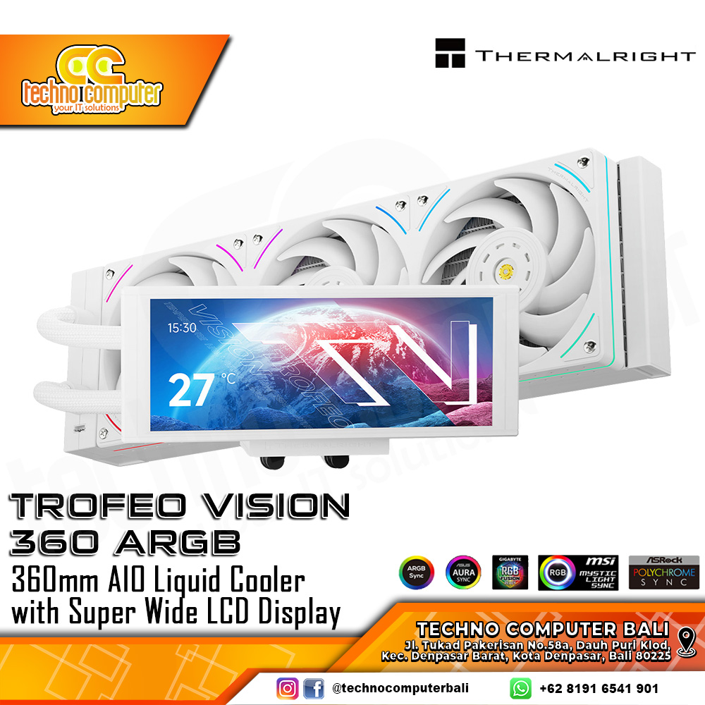 THERMALRIGHT TROFEO VISION 360 ARGB WHITE with LCD Display - CPU Cooler - 360mm AIO Liquid Cooler