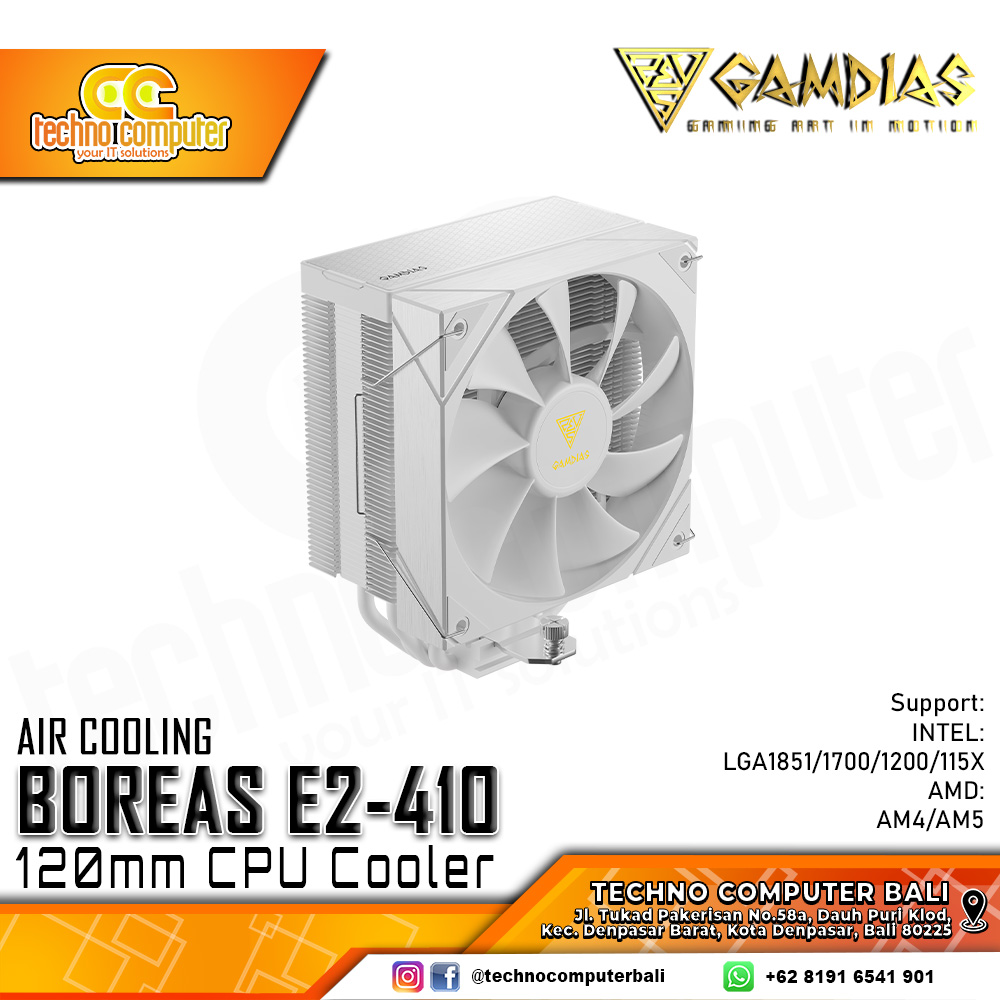 GAMDIAS BOREAS E2-410 White - CPU Cooler - 120mm Air Cooler