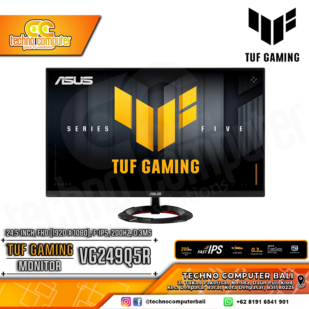 ASUS TUF GAMING VG249Q5R Gaming Monitor - 24 inch, FHD (1920 x 1080), Fast IPS, 200Hz, 0.3ms