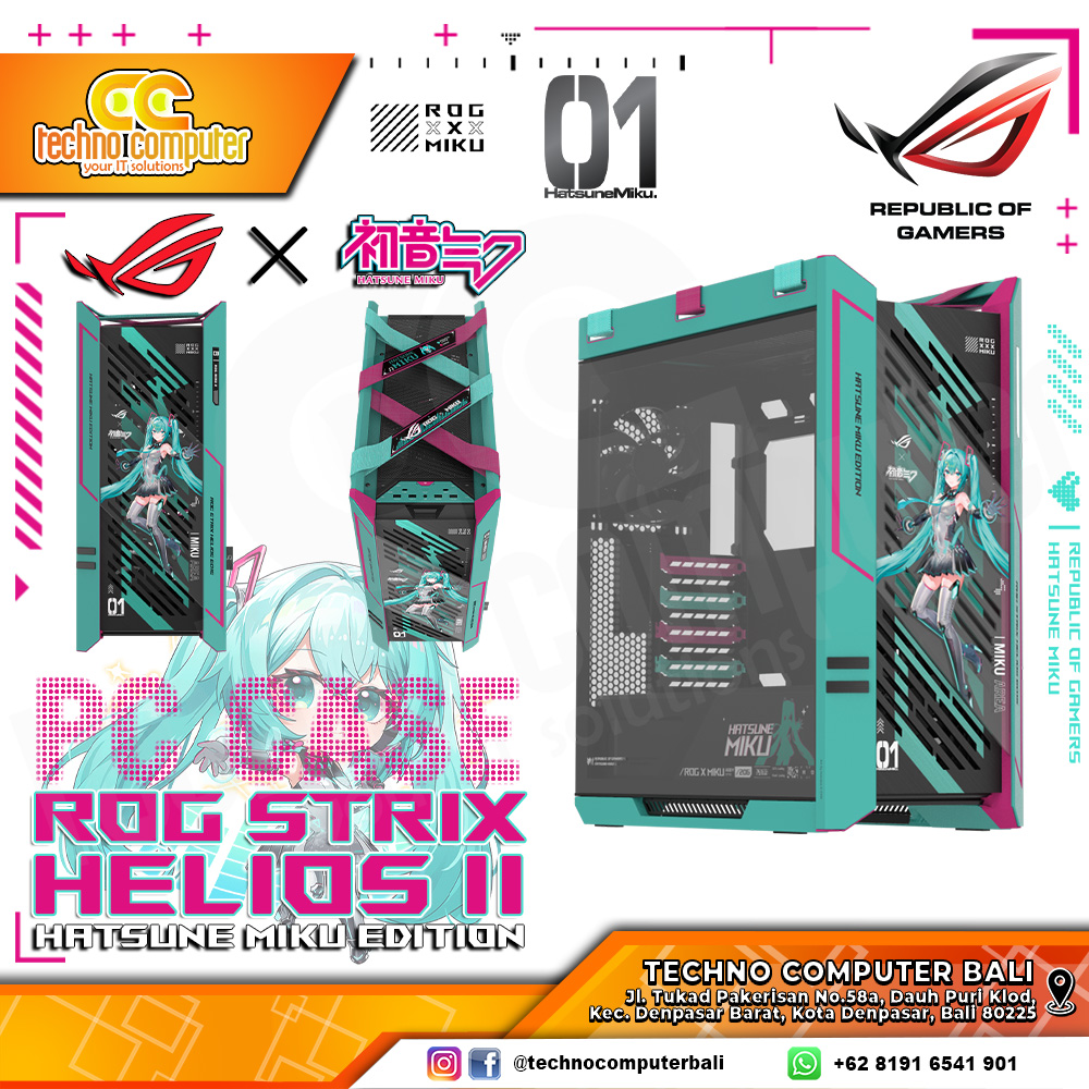 CASING ASUS ROG STRIX HELIOS II Hatsune Miku Edition- Mid Tower E-ATX Case Tempered Glass (Free 4x F