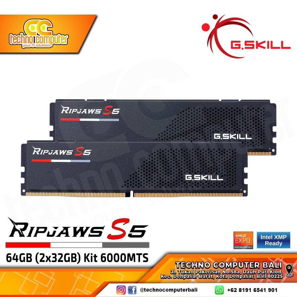 DDR5 GSKILL RIPJAWS S5 64GB (2x32GB) Kit 6000Mhz C36