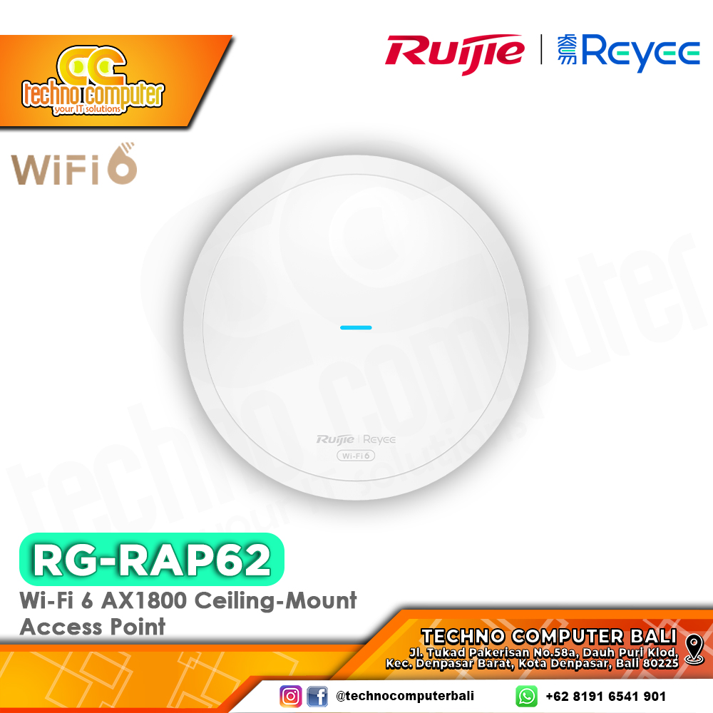 ACCESS POINT RUIJIE/REYEE RG-RAP62 Wi-Fi 6 AX3000 Dual-Band Ceiling Mount Access Point