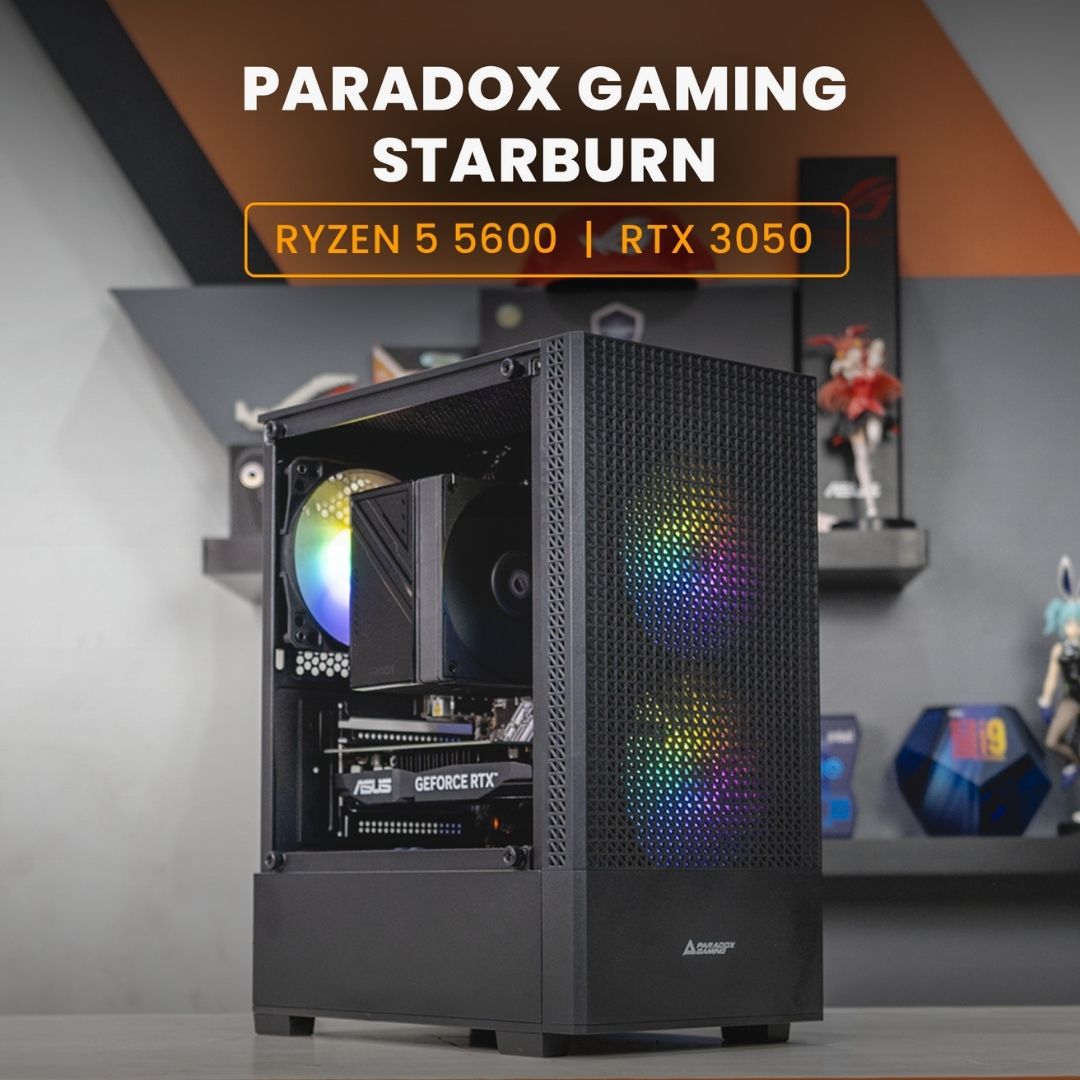 PC GAMING / RYZEN 5 5600 / ASUS DUAL RTX 3050 OC 6GB / PARADOX GAMING STARBURN Black