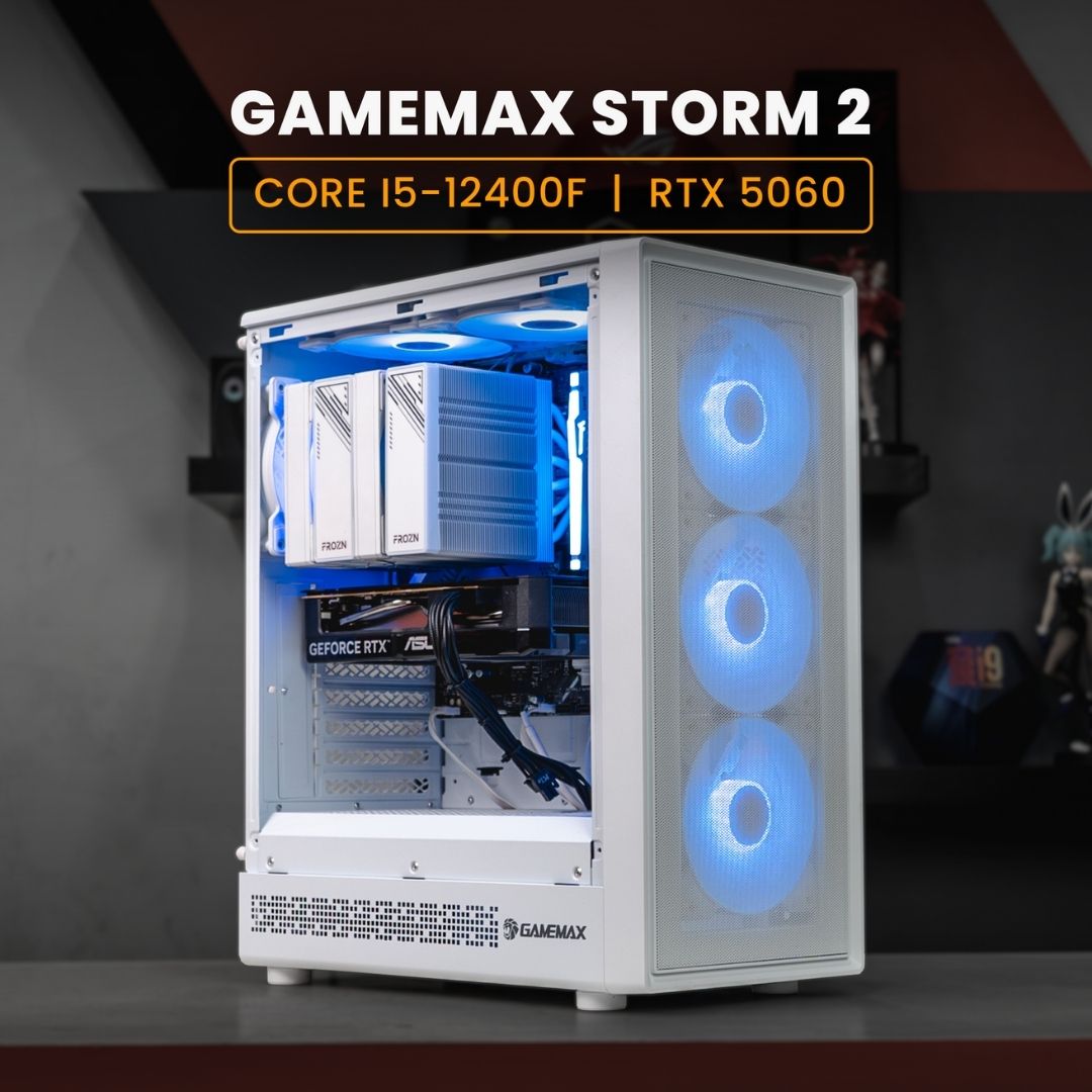 PC GAMING / CORE I5-12400F / ASUS DUAL RTX 5060 / GAMEMAX STORM 2 White