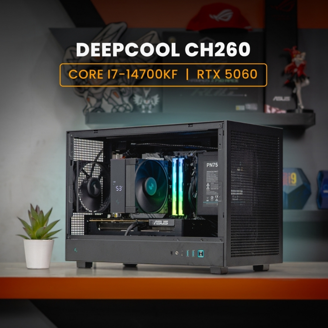 PC MULTIMEDIA & RENDERING / CORE I7-14700KF / ASUS PRIME RTX 5060 / CASING DEEPCOOL CH260 Black
