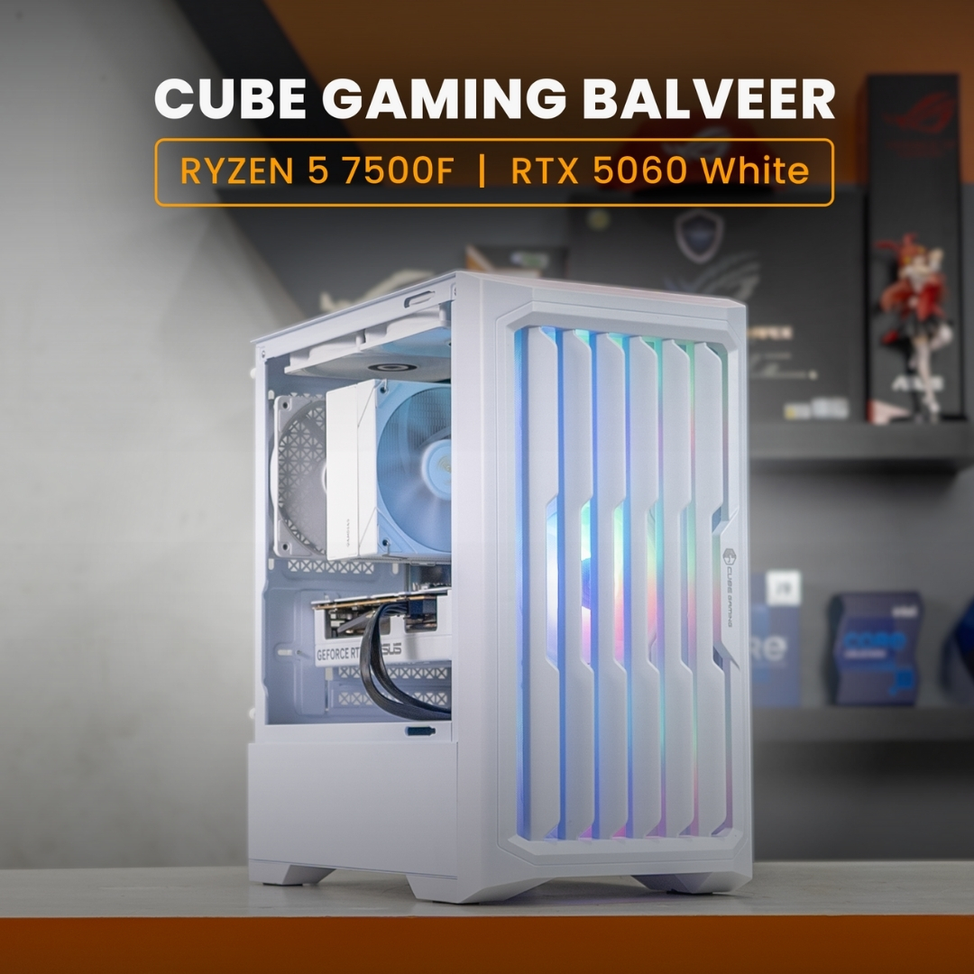 PC GAMING & EDITING / RYZEN 5 7500F / ASUS DUAL RTX 5060 White / CUBE GAMING BALVEER White