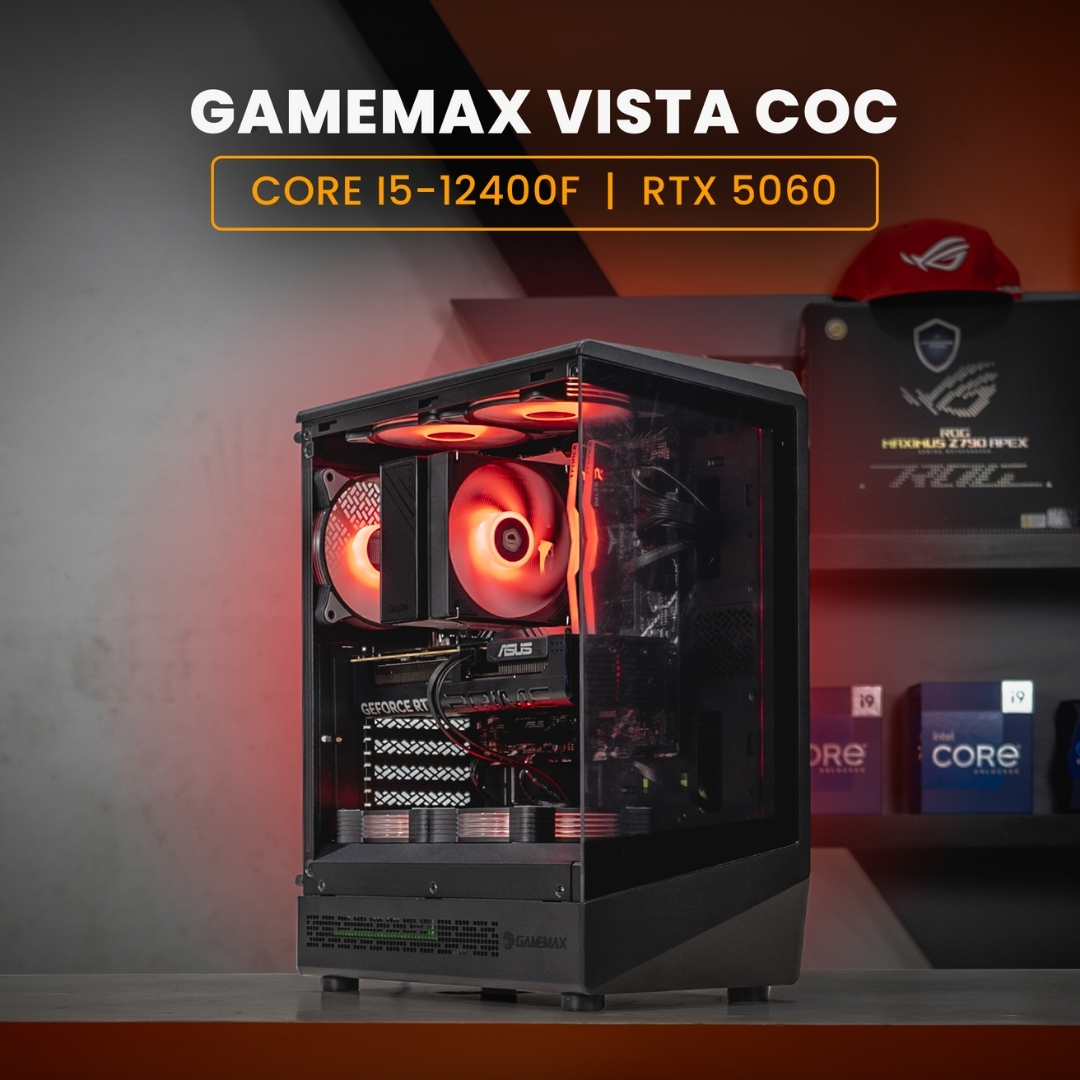 PC GAMING & EDITING / CORE I5-12400F / ASUS PRIME RTX 5060 / GAMEMAX VISTA COC ATX Black