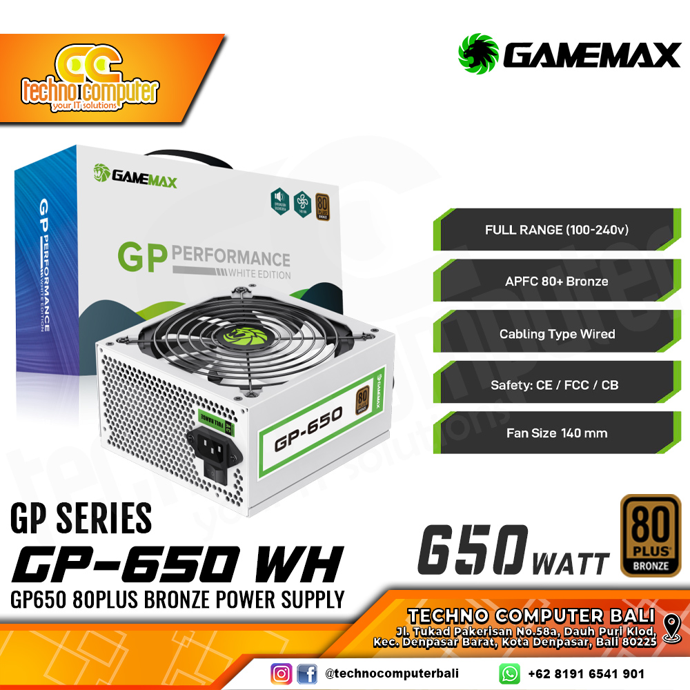 GAMEMAX GP-650 White 650W 80+ Bronze - Non Modular