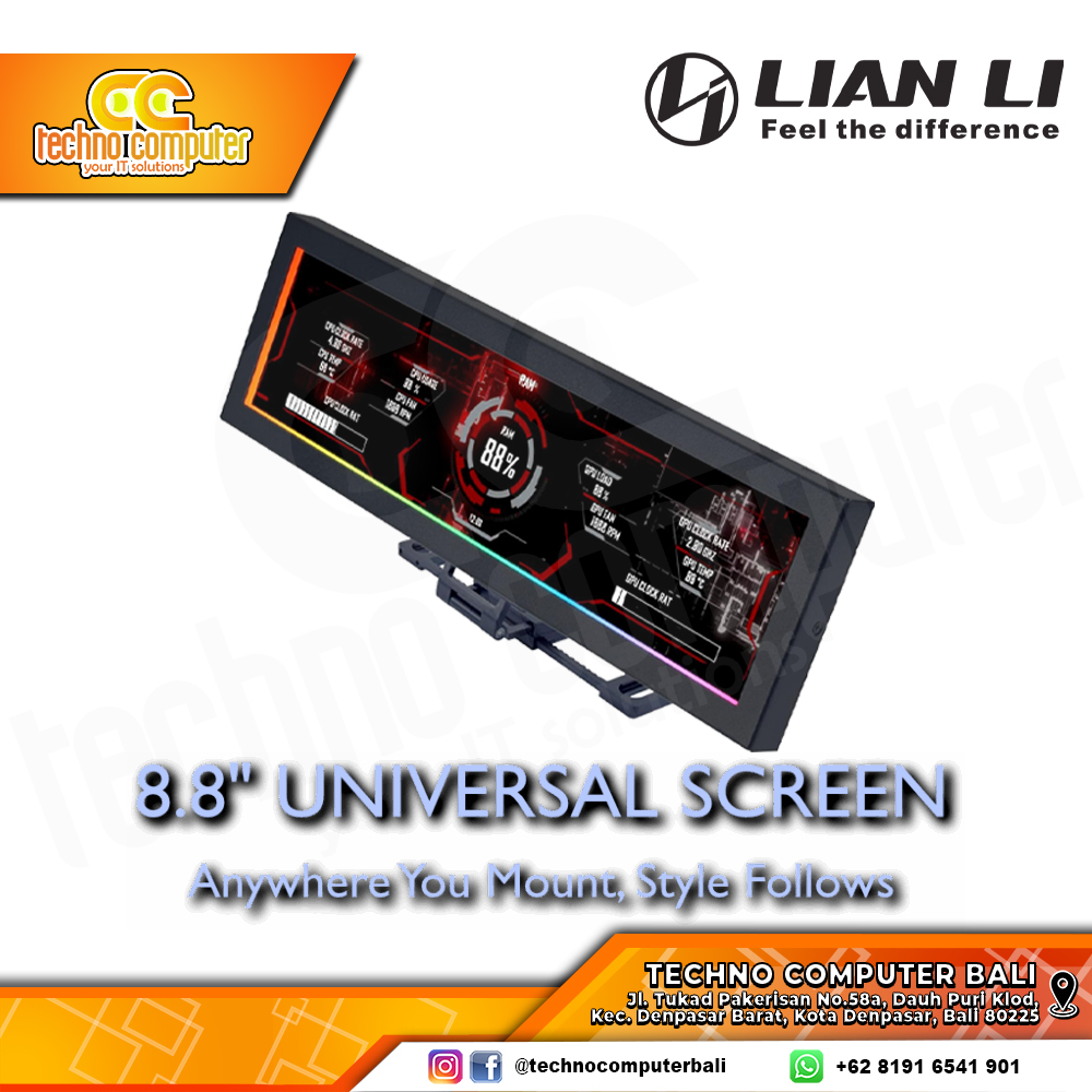 LIAN LI 8.8″ Universal Screen (US88v1) | IPS LCD Screen Adjustable Mount - Black