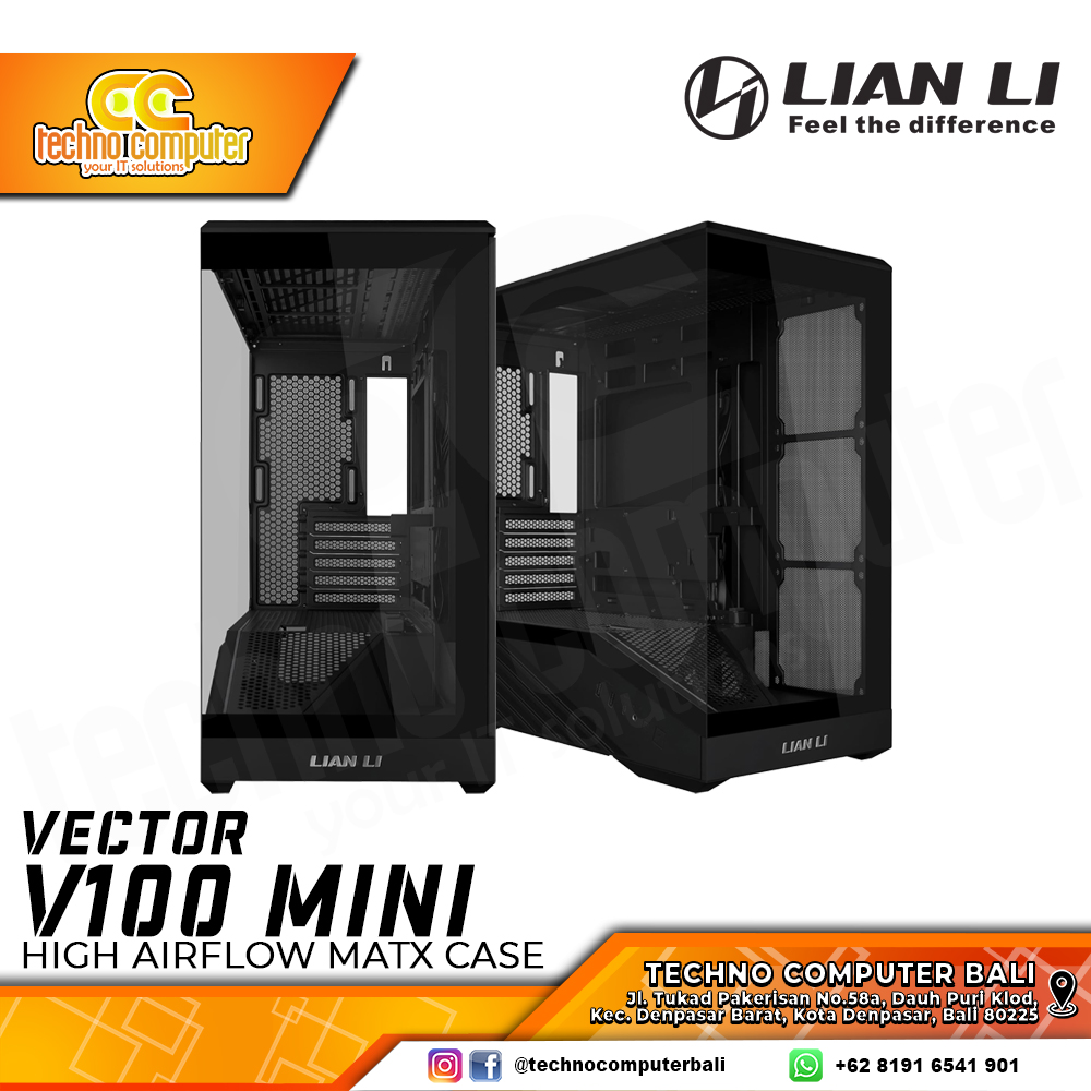 CASING LIAN LI VECTOR V100 MINI Black - Mid Tower mATX Case Tempered Glass