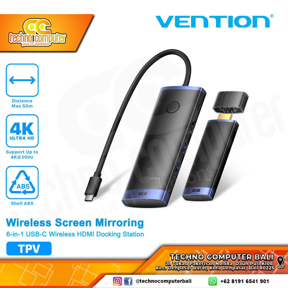 VENTION Multi-Function 6-in-1 Type-C Wireless HDMI Docking Station - TPV