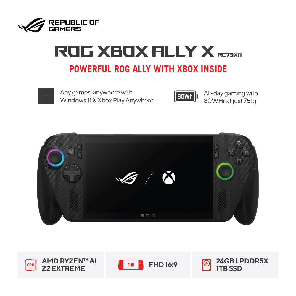 ASUS ROG XBOX ALLY X [RC73XA-Z2EA35A3T] AMD Ryzen AI Z2 Extreme/RAM 24GB/SSD 1TB/Win11 Home