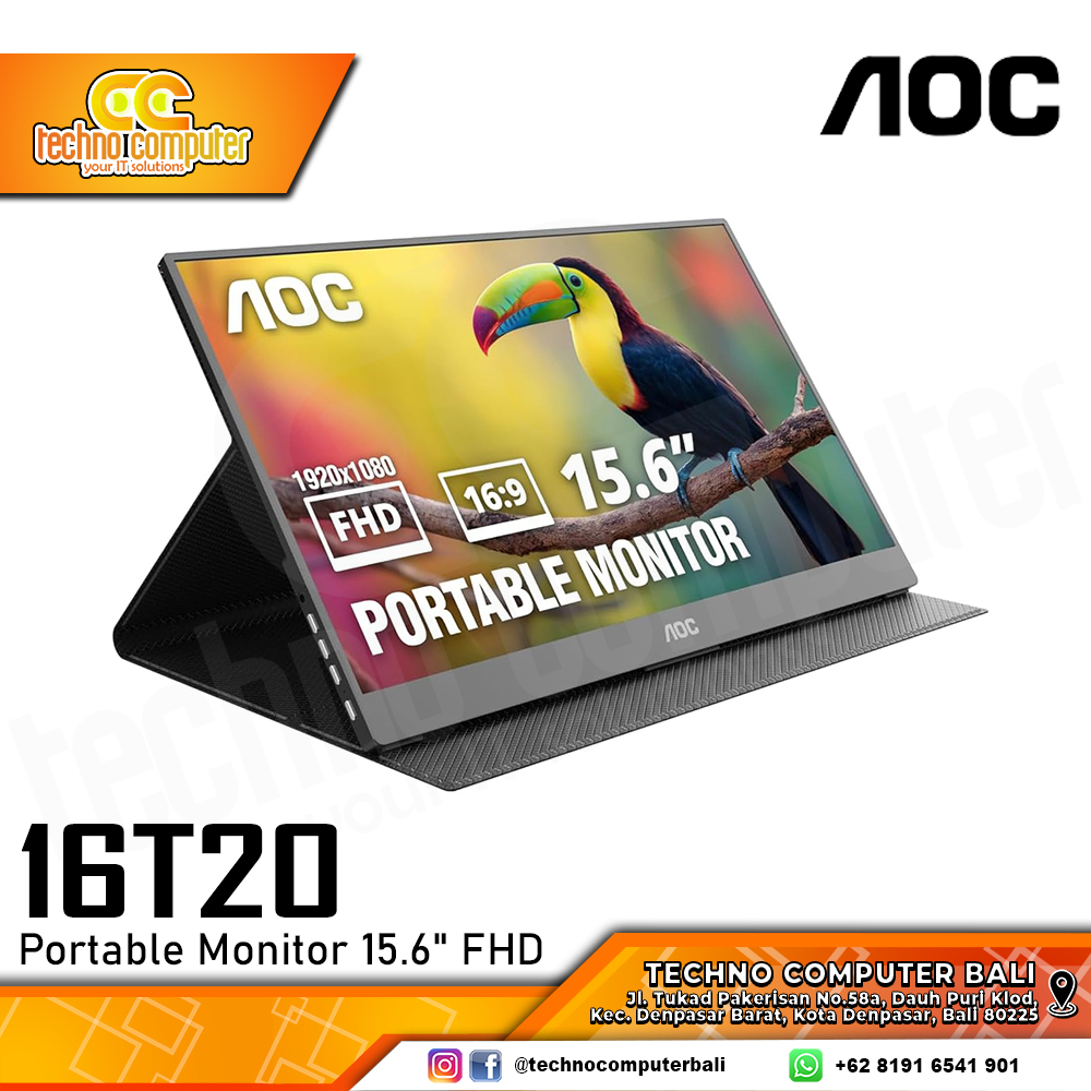AOC 16T20 Portabel Monitor - 16 inch, FHD (1920 x 1080), IPS, 60Hz